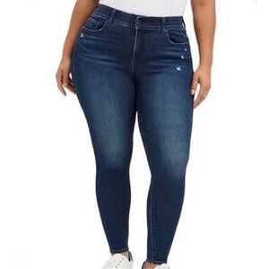 torrid Dark Wash Bombshell Skinny Super Soft Denim Mild Distressed Blue Jean 18R